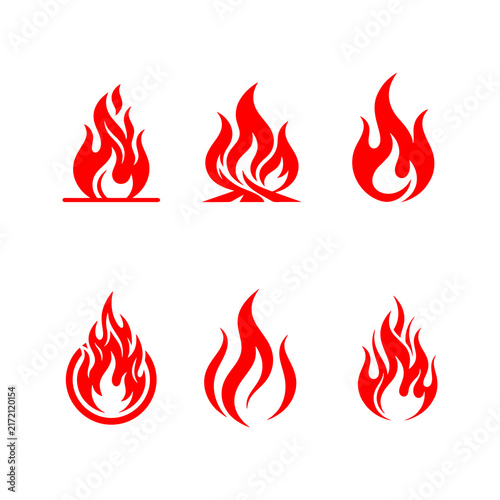fire flame symbol logo collection set