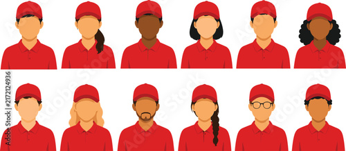 Diverse Fast Food Worker Avatar Collection, Flat Vector Employee Characters, Multicultural Restaurant Staff Profile Icons, Uniform Personnel Illustration Set