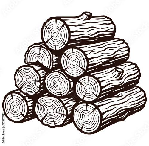 Stackofwoodlogsforfireplaceheatingisolatedontransparentbackground