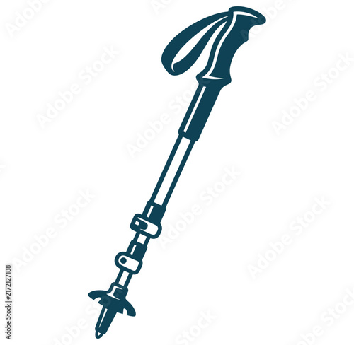 Trekking pole with ergonomic handle and adjustable length for hiking and climbing activities