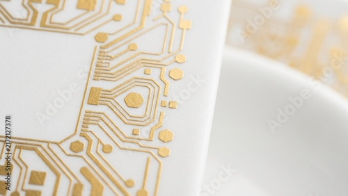 Luxury Gold Circuit Board Pattern on White Material