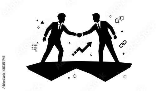 Businessmen Handshake Agreement Balance and Partnership Flat Vector