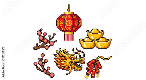 Chinese New Year festival elements.