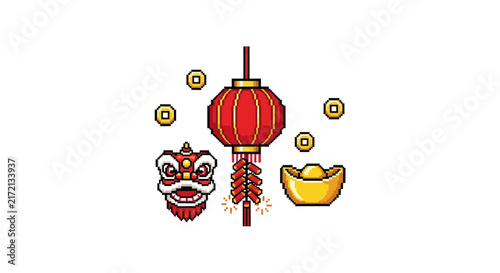 Chinese New Year festival elements.