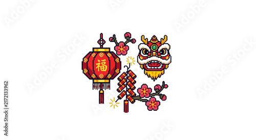 Chinese New Year festival elements.