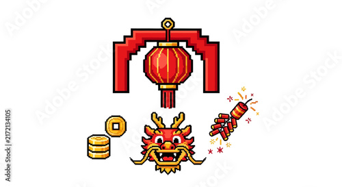 Chinese New Year festival elements.