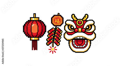 Chinese New Year festival icons.