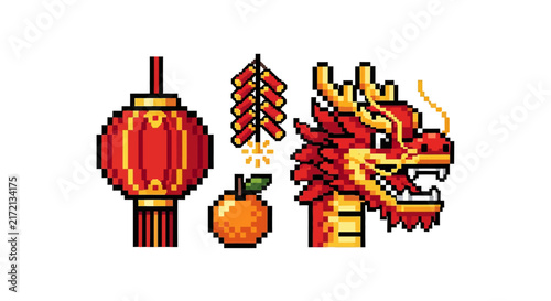 Chinese New Year festival icons.