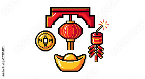 Chinese New Year festival icons.
