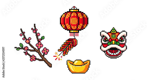Chinese New Year festival icons.