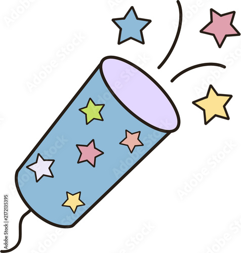 Foto Party popper launching colorful stars vector illustration