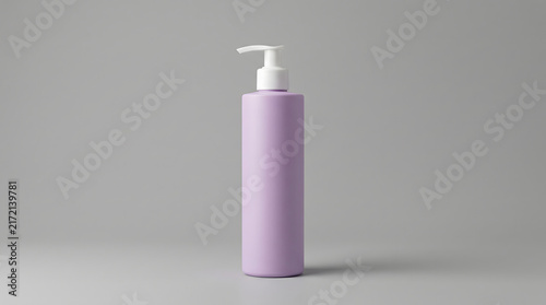 Obraz na płótnie Purple cosmetic bottle with white pump dispenser standing upright purple bottle