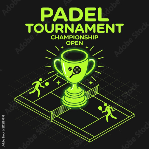 Exciting Padel Tournament Championship Open With Trophy And Players