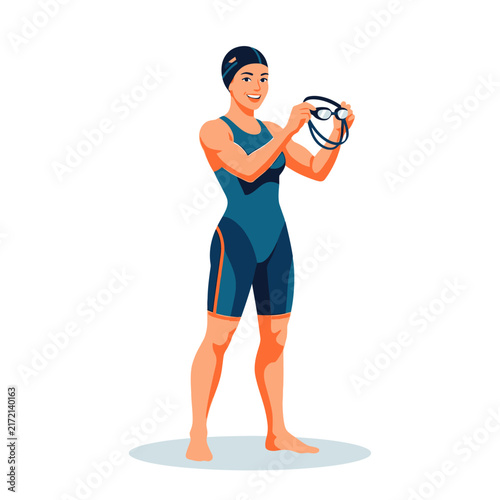 Female Swimmer Preparing For A Refreshing Dip
