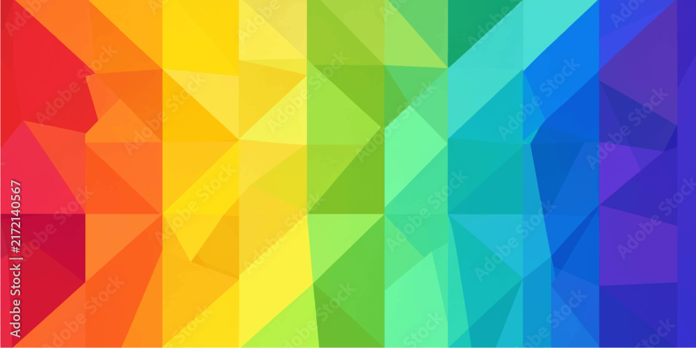Fototapeta premium Abstract Rainbow Spectrum Geometric Low Poly Background Design With Polygonal Triangulated Mesh Pattern Vector