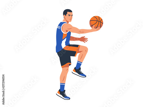 Dynamic Basketball Player Action Pose Holding Ball