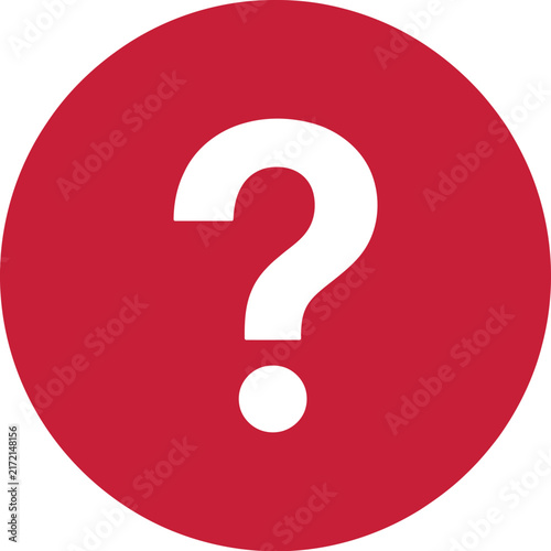 Red question mark icon, help button vector, faq support symbol