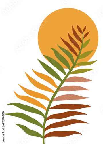 Boho Sunset and Floral Branch Abstract Home Decor