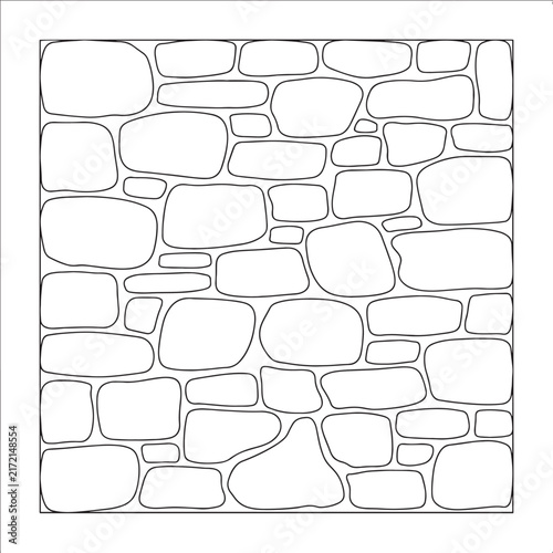 Seamless stone wall pattern vector outline illustration ideal for architectural cad drawings rustic background textures graphic design elements and decorative surface designs demonstrating natural