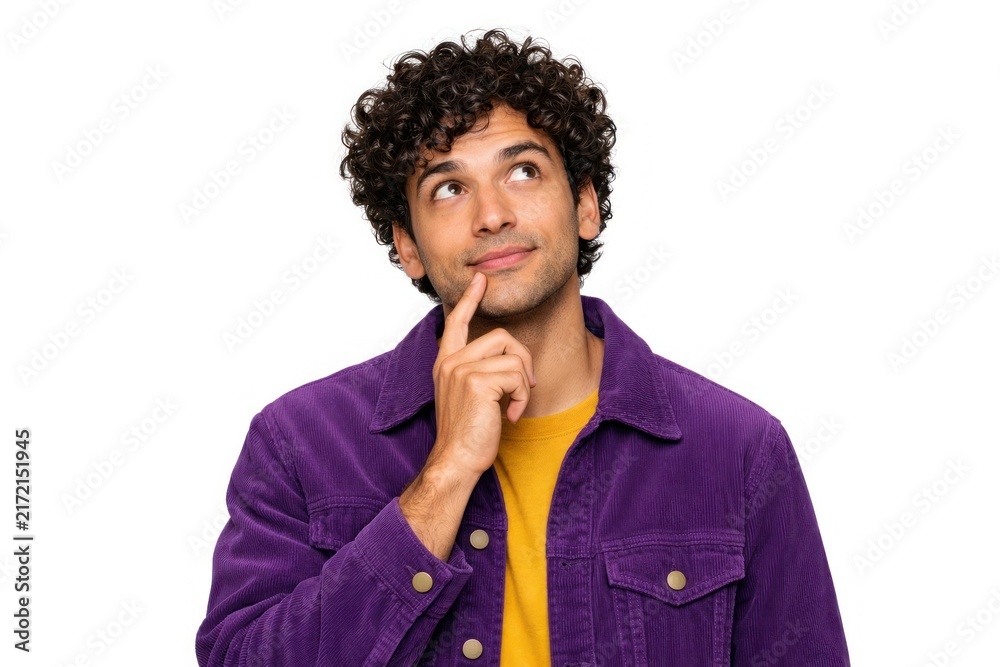 Fototapeta premium Thoughtful man in purple jacket.
