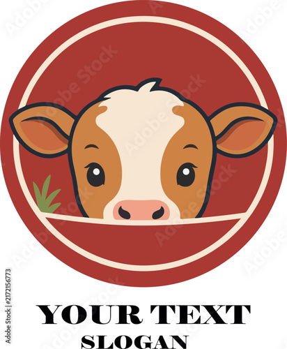 Peeking farm animal logo vector white background .