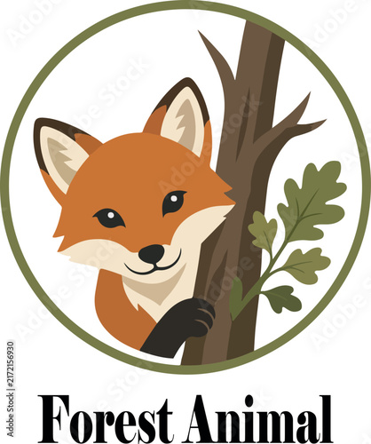Peeking forest animal logo vector white background .