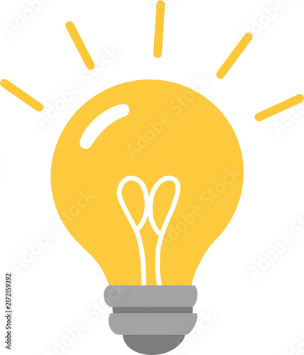 Yellow lit light bulb idea illustration