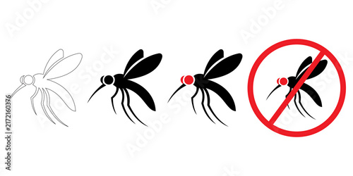 Foto Mosquito stop sign and pest control variations for bug warning badge