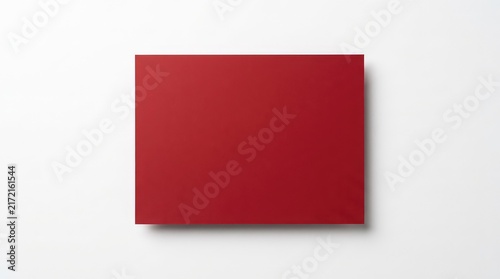 Blank red paper card isolated on white background