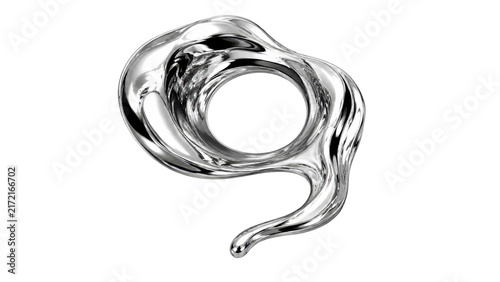 Abstract Transparent Liquid Metal Ring Isolated on White