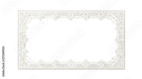 Obraz na plátně Ornate white lace doily frame with intricate floral patterns, isolated on transp