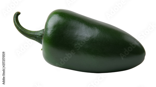 Obraz na płótnie Dark green poblano pepper with curved stem, isolated on transparent background