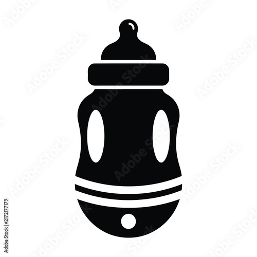 Black silhouette icon of a baby bottle on white background