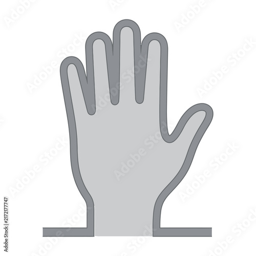 Simple gray hand icon with five fingers and palm, minimalist design for interface, gesture recognition, touch screen, and digital interaction concepts