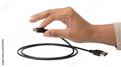 Foto Cable held by hand for device charging and data use with PNG, Transparent Backgr