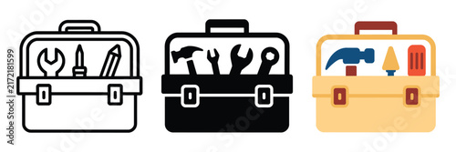  Tool Box icon set, vector featuring repair, maintenance, construction, and equipment symbols, clean editable shapes, modern professional design  