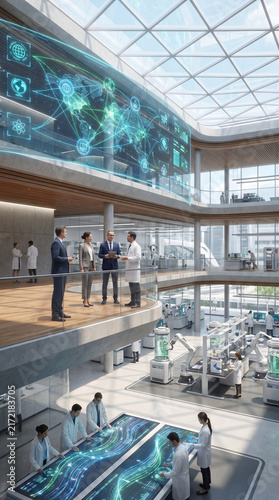 Futuristic Research Lab with Digital Interface