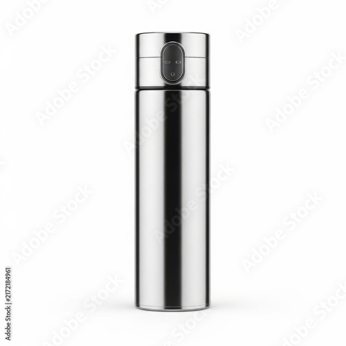 Obraz na płótnie A sleek silver cylindrical object with a small oval logo