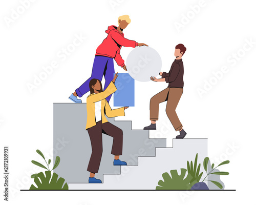 Business Team Helping Each Other Climb