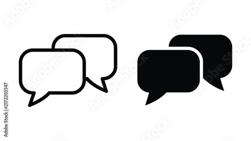Bild auf Leinwand Communication icons featuring speech bubbles in black and white design for socia