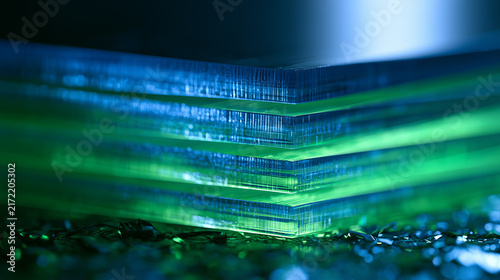 Macro shot of glowing internal layers of a next-generation solid-state battery