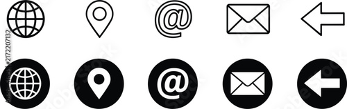 Minimalist Web Contact Graphic Element Collection With Envelope Globe Arrow