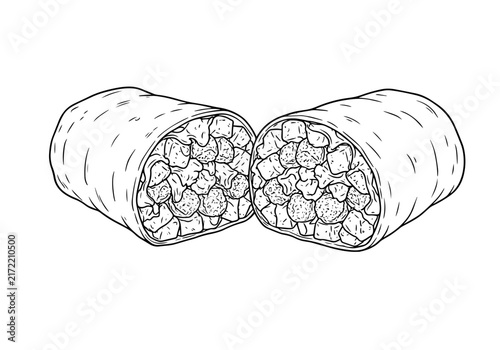 roll beautiful roll food line art 