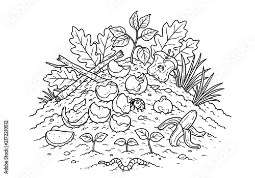 garbage line art coloring page
