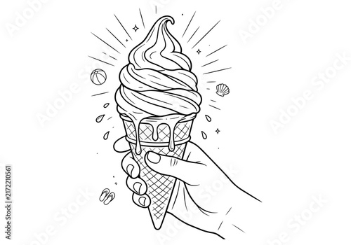 hand drawn vector illustration of an ice cream