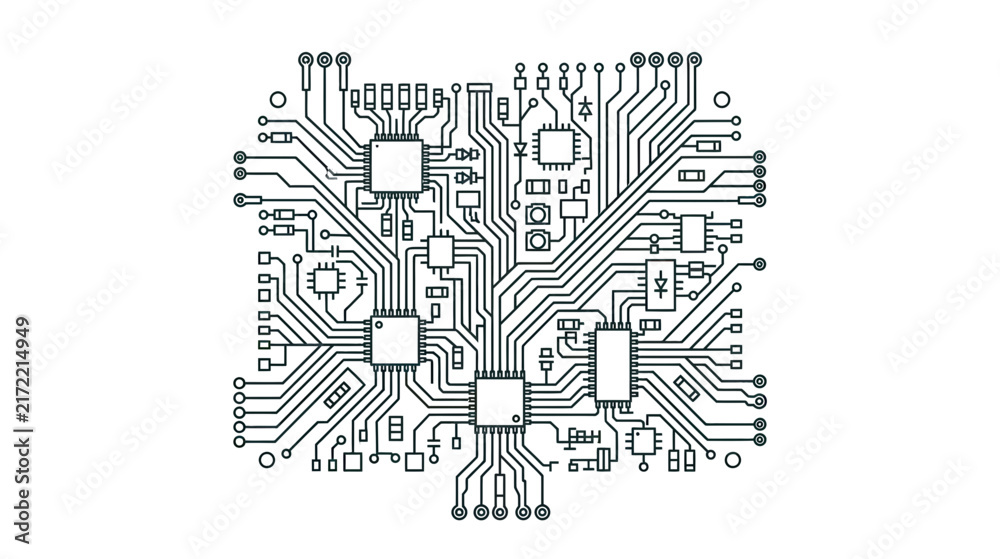 Naklejka premium Abstract Electronic Circuit Board Illustration