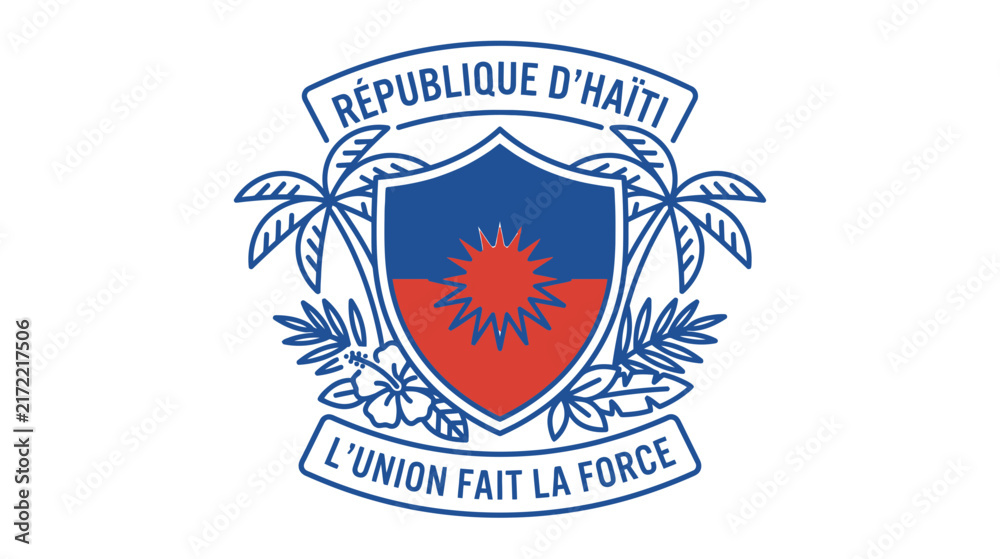 Fototapeta premium Haiti Coat of Arms Emblem Isolated Tropical Emblem