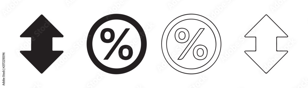 Fotografie Double vertical arrow icons set showing bidirectional adjustment or sorting options for interface