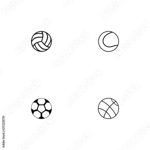 Set of ball icons in line style on white background