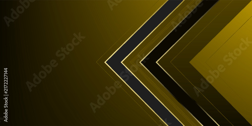Abstract black wide horizontal banner background with arrows and angles, gray and yellow lines element. Modern simple creative design. eps10, web